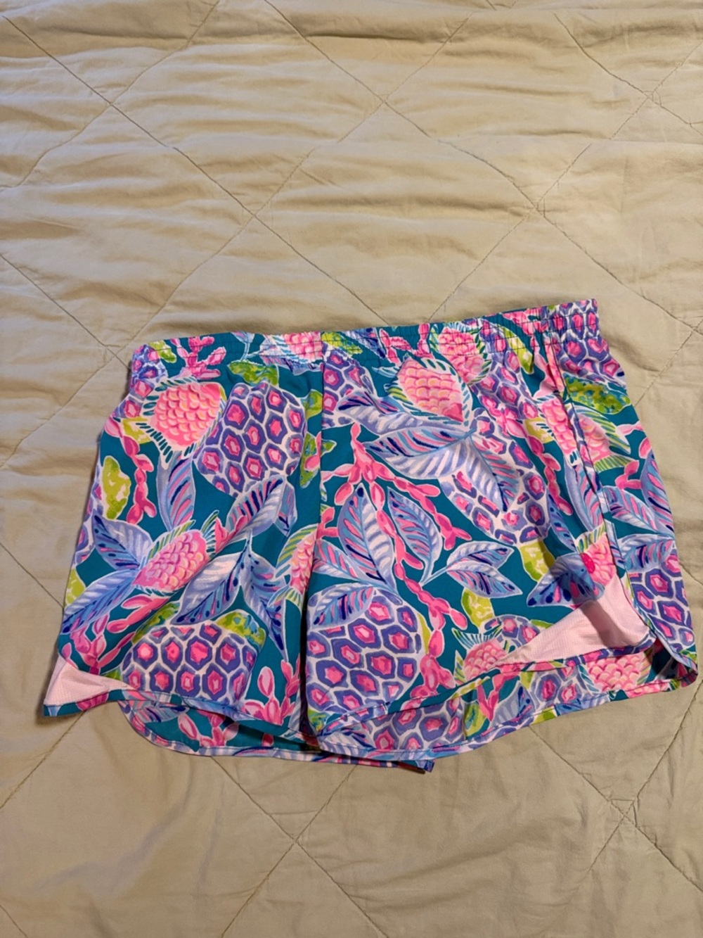 Lilly Pulitzer Blue Multicolor Pineapple Print Athletic Shorts